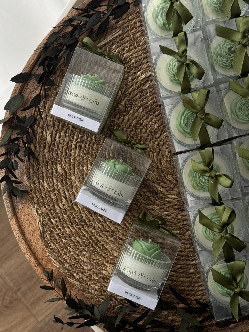 Mix floral în recipient de sticlă | Lumânări parfumate | Mărturii nuntă/botez