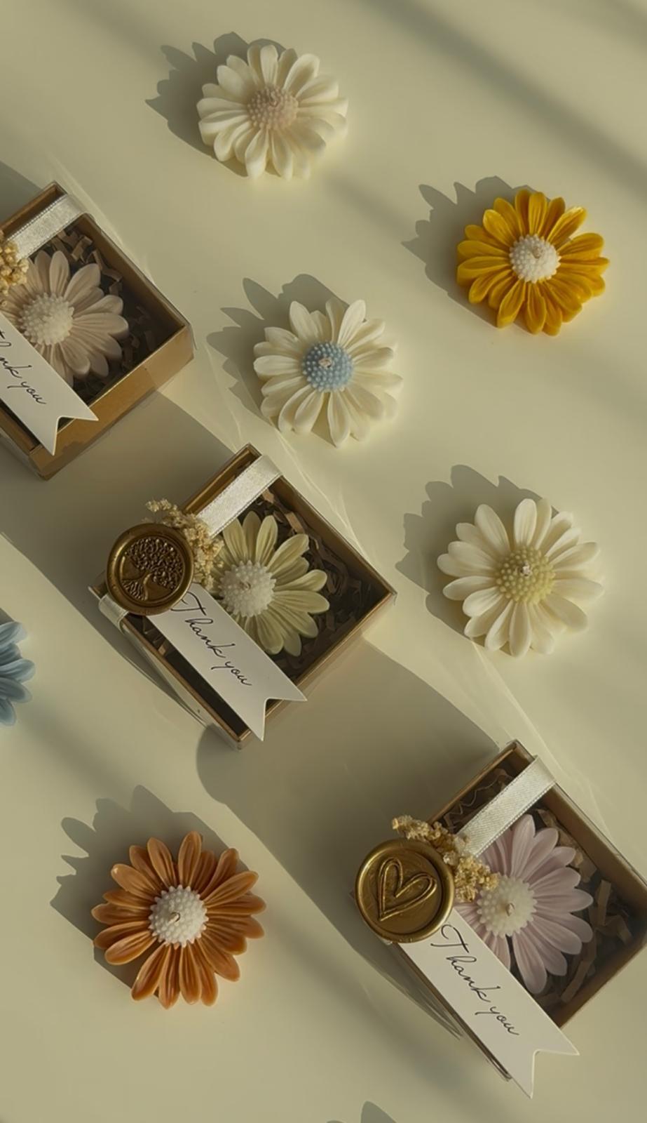 Margaretă în cutie kraft | Lumânări parfumate | Mărturii - Meltino Candles
