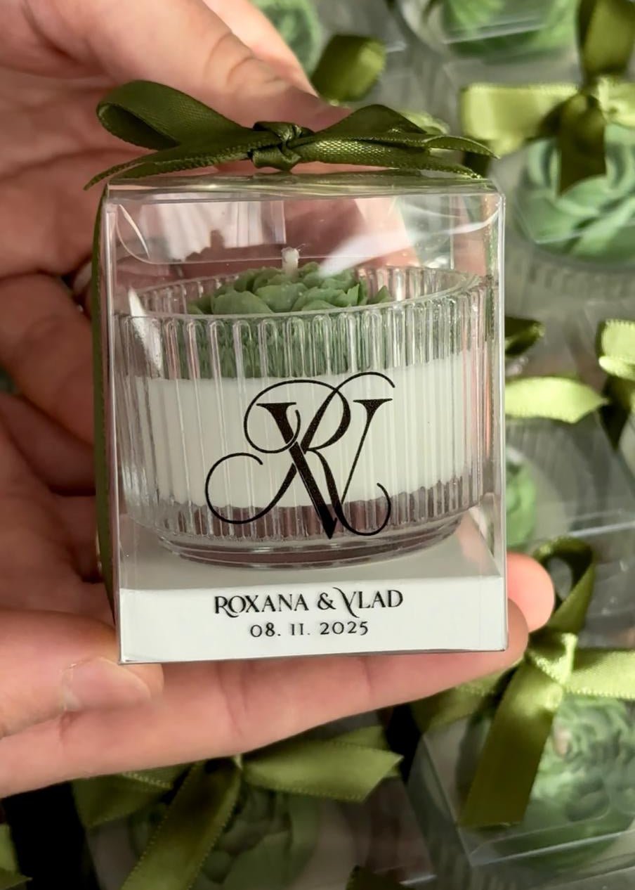 Mix floral în recipient de sticlă | Lumânări parfumate | Mărturii nuntă/botez - Meltino Candles