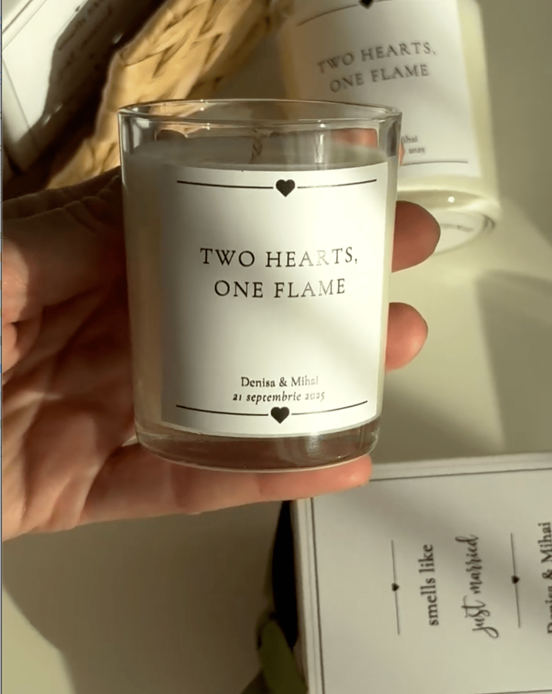 Recipient de sticlă personalizat | Cutie personalizată | Lumânări parfumate | Mărturii - Meltino Candles